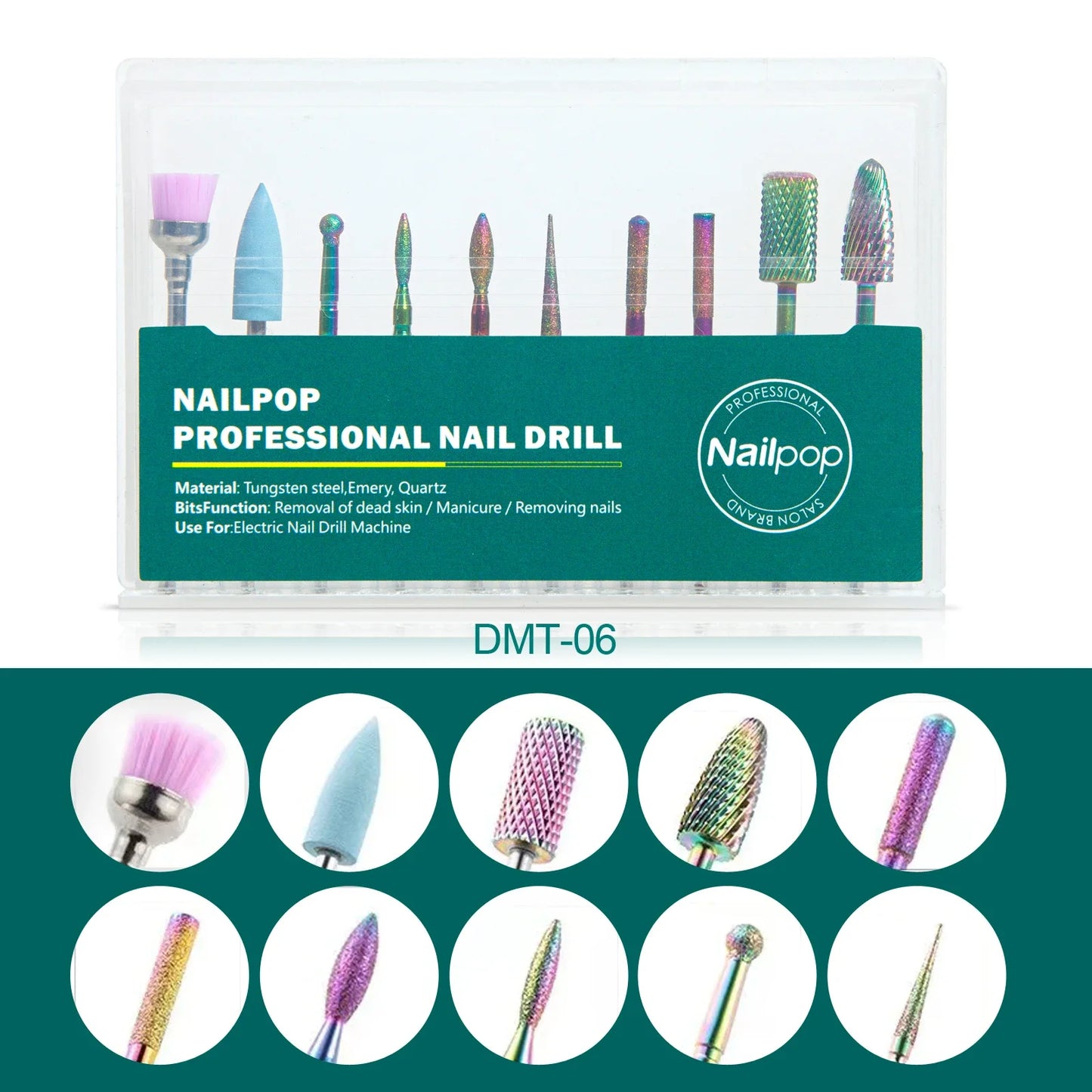 NailPop Nail Drill Bits – Electric Drill Manicure Machine Accessories for Gel Removal & Nail Filing