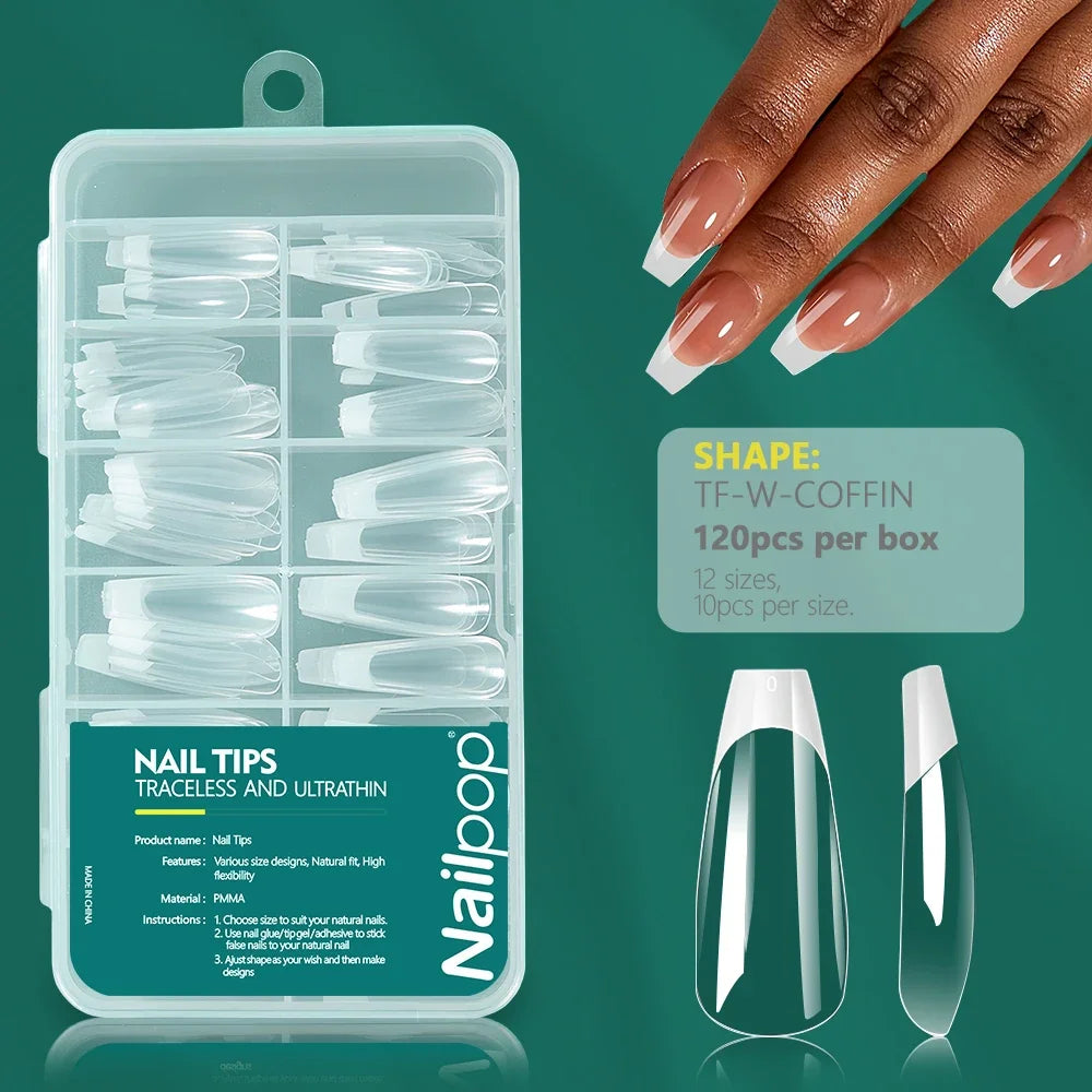 NailPop Soft Gel Tips – Short & Medium Length Acrylic Artificial Nail Capsules | NailPop Elite