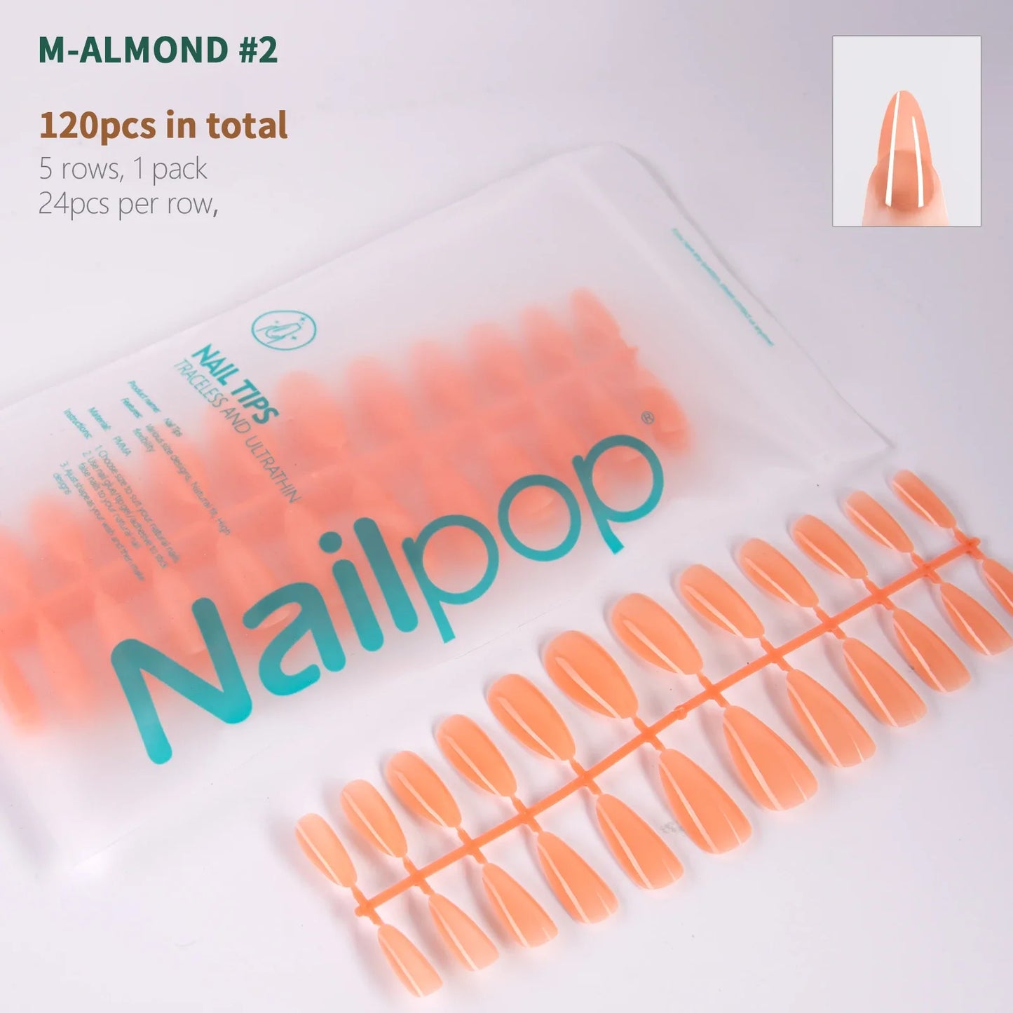 NailPop N64 Artificial Nail Extensions – Nude Soft Gel Coffin, Almond & Square Styles | NailPop Elite