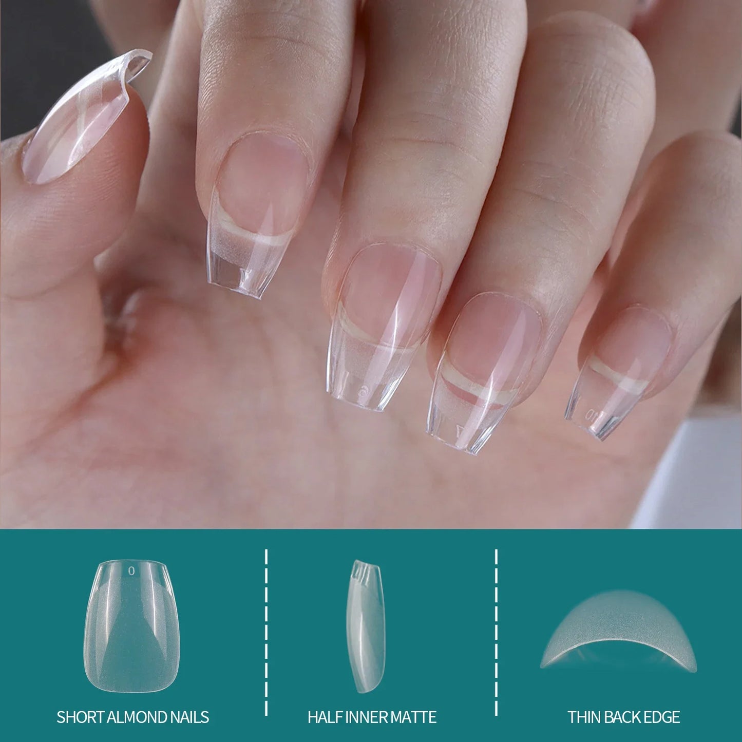 120/600pcs Nail Tips – Extra Short Almond, Coffin & Square Styles | NailPop Elite