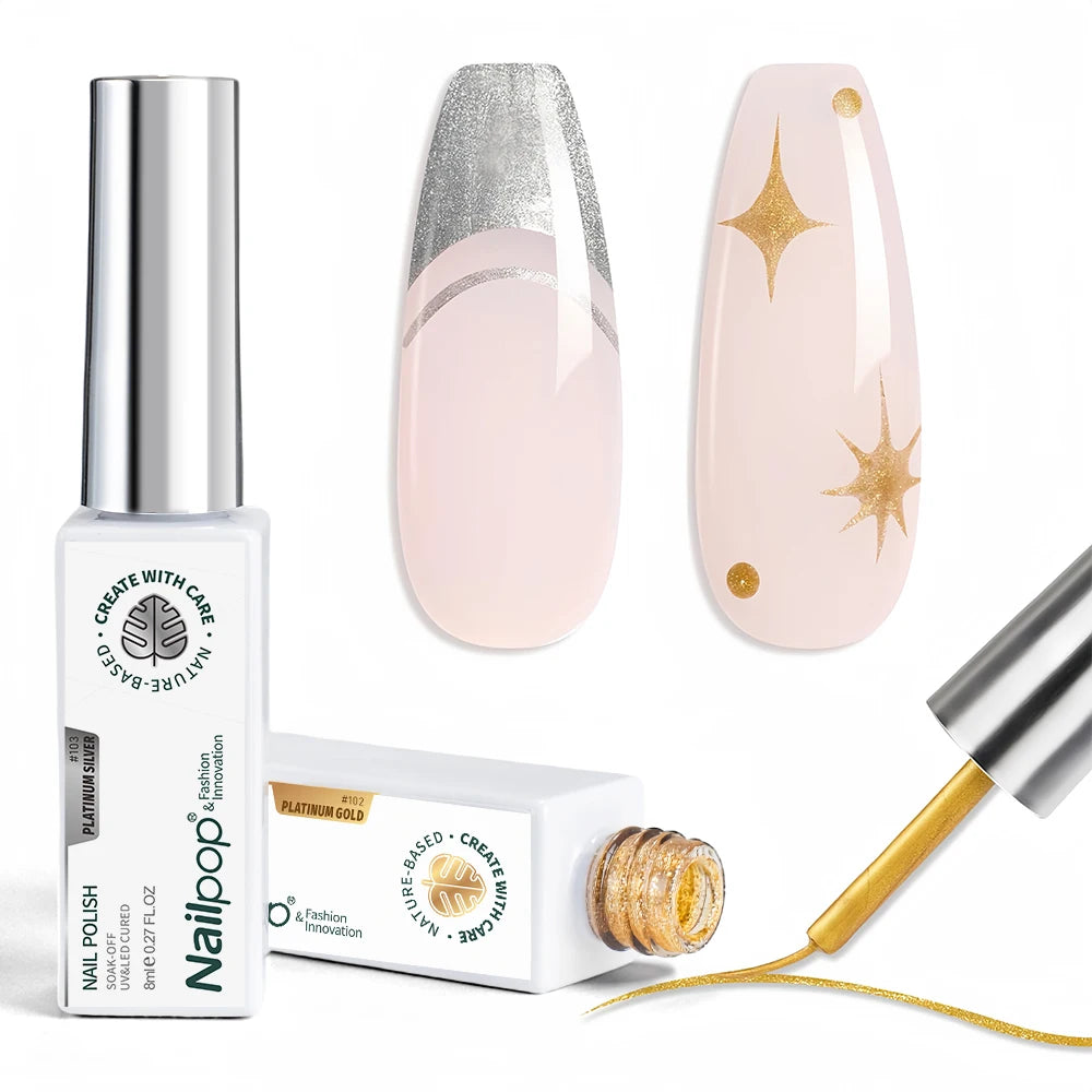 NailPop Nail Art Liner Gel Polish Set – Glitter & Classic Colors | NailPop Elite