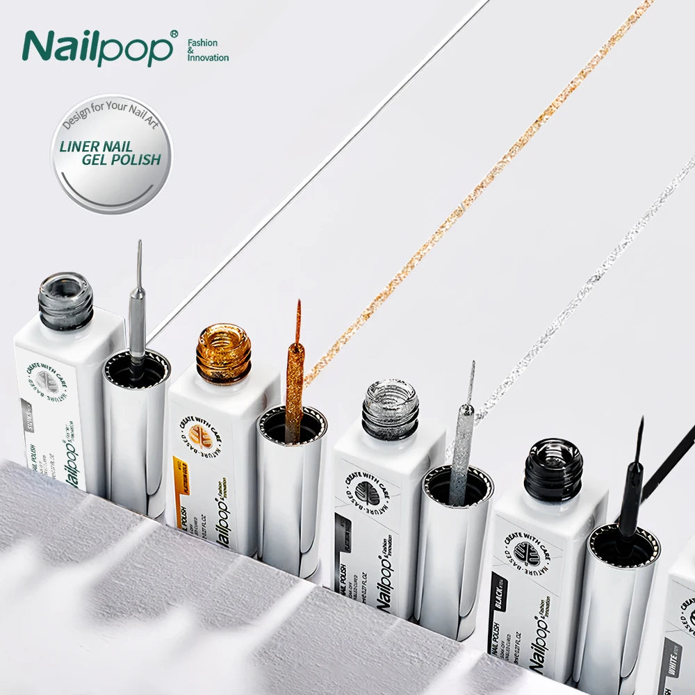 Nail art liner gel polish set glitter classic colors 8ml – NailPop Elite