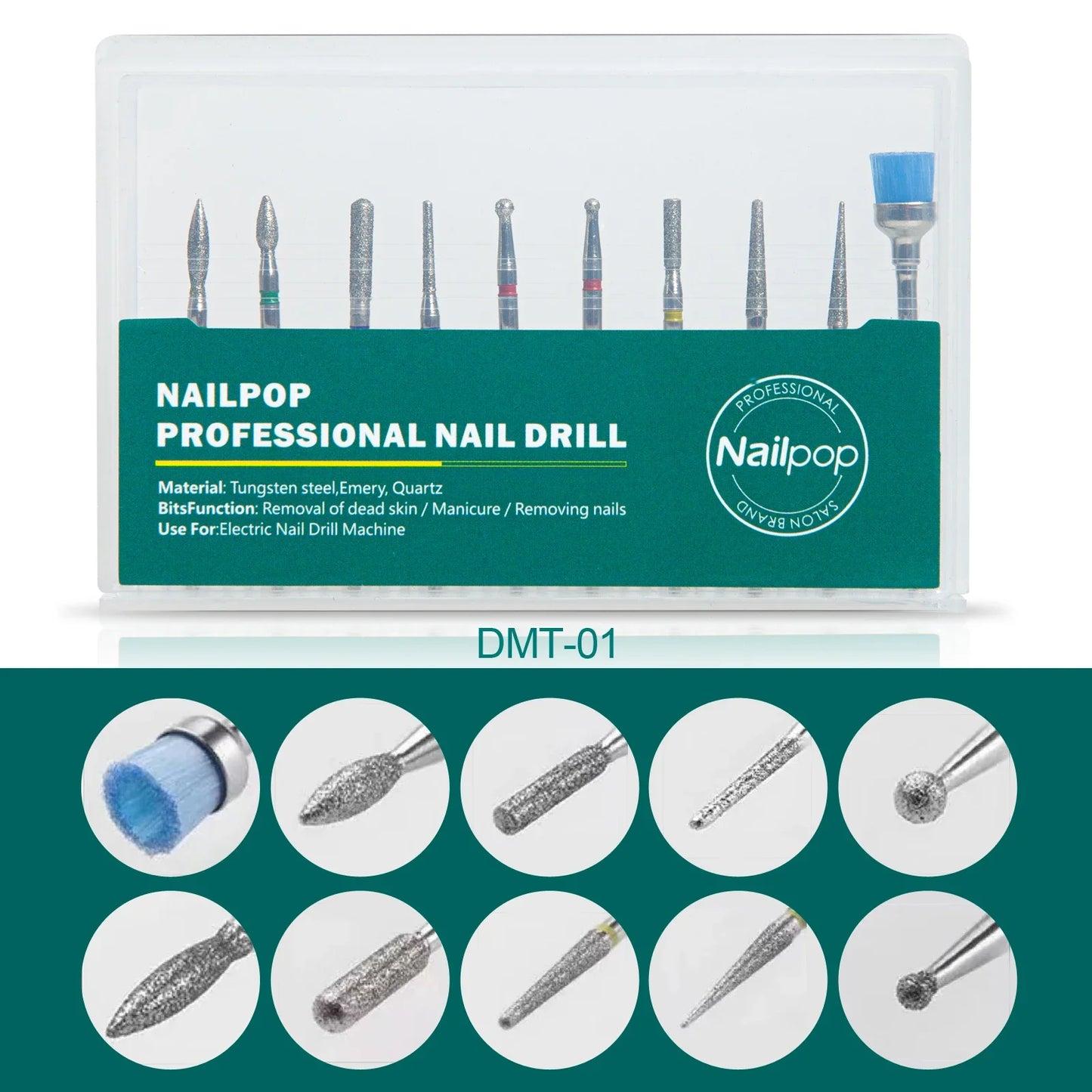 NailPop Nail Drill Bits – Electric Drill Manicure Machine Accessories for Gel Removal & Nail Filing