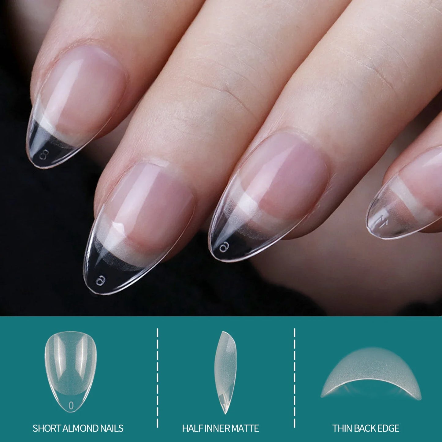 120/600pcs Nail Tips – Extra Short Almond, Coffin & Square Styles | NailPop Elite