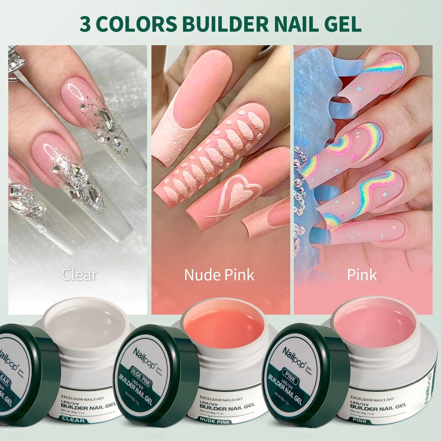 UV gel kit for nail extensions clear nude pink – NailPop Elite