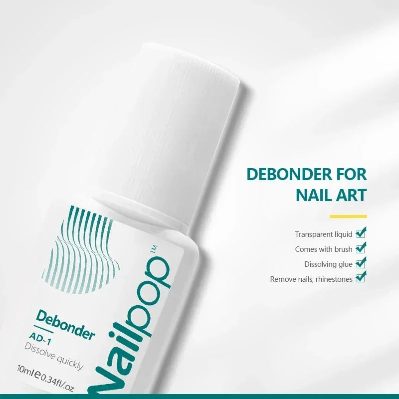 NailPop 10ml Debonder Glue Remover – Dissolve Liquid for False Nails & Rhinestones | NailPop Elite