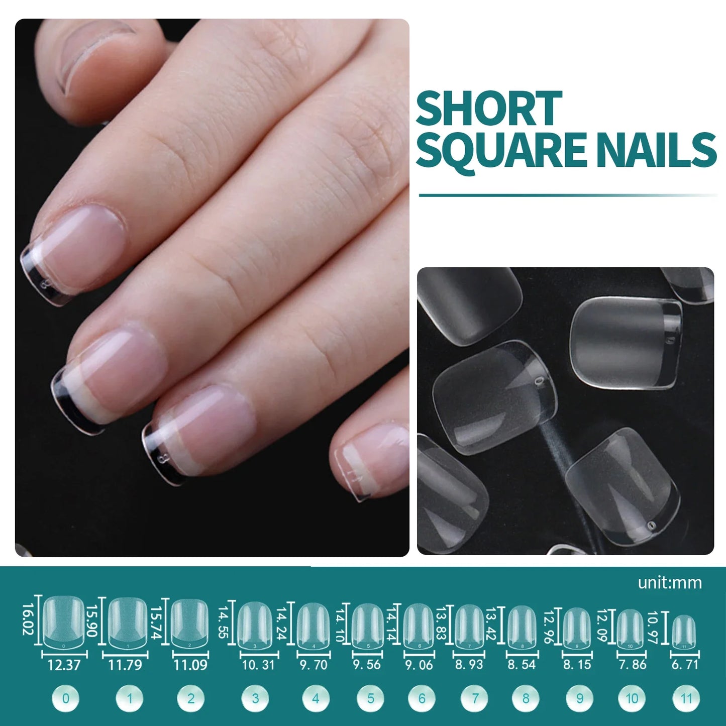 120/600pcs Nail Tips – Extra Short Almond, Coffin & Square Styles | NailPop Elite