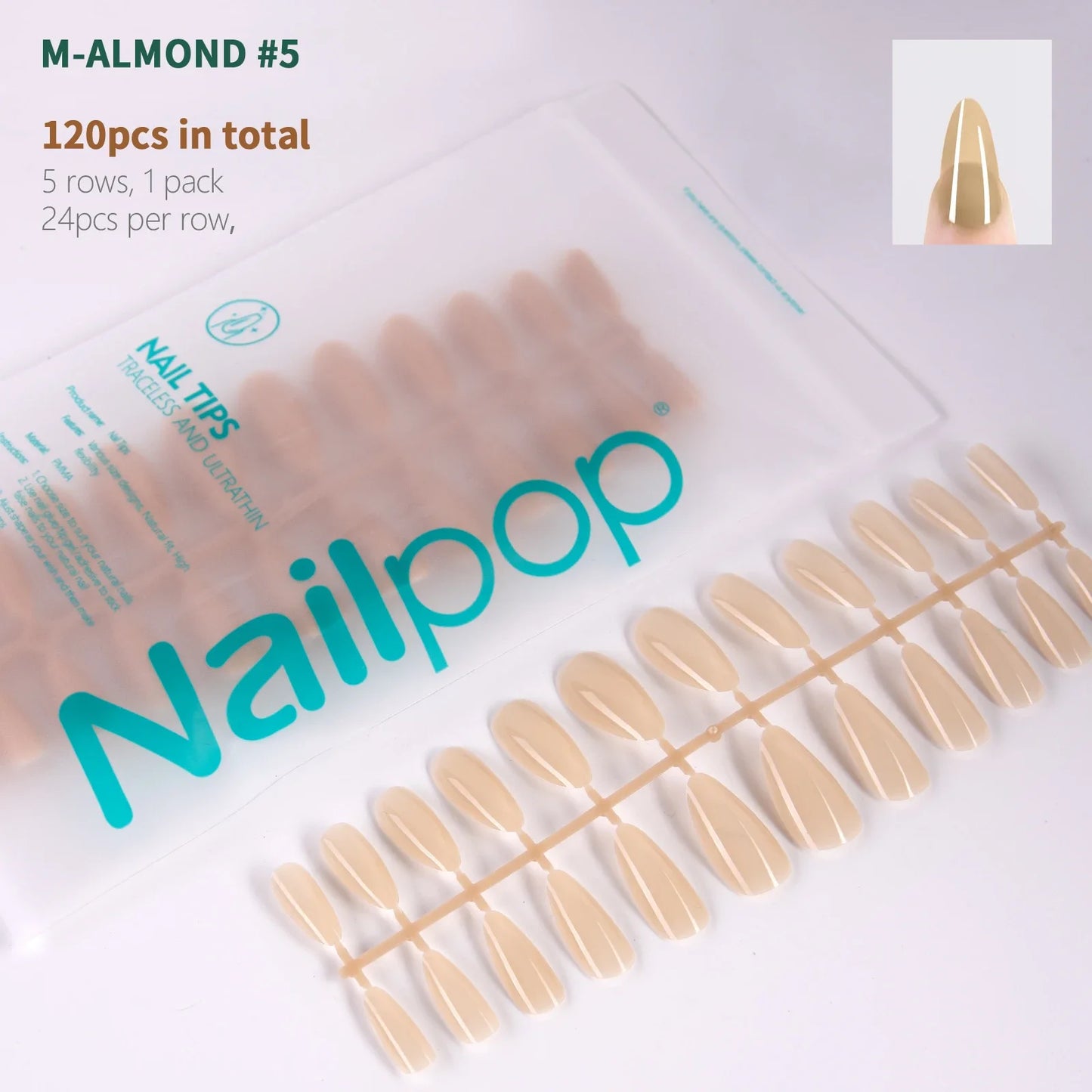 NailPop N64 Artificial Nail Extensions – Nude Soft Gel Coffin, Almond & Square Styles | NailPop Elite