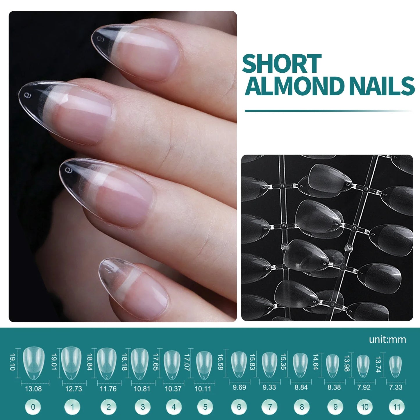 120/600pcs Nail Tips – Extra Short Almond, Coffin & Square Styles | NailPop Elite