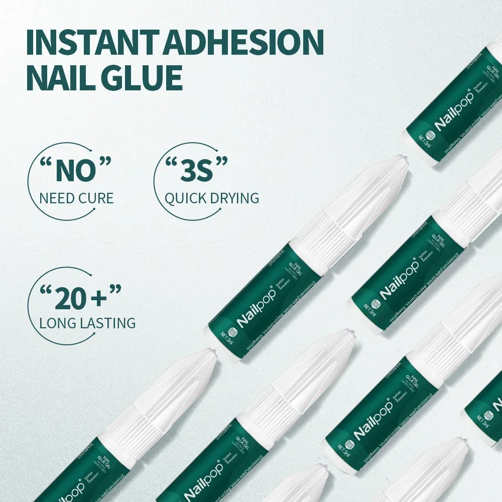 NailPop 3ml Strong Nail Glue with Quick Remover – Long-Lasting Nail Art Adhesive | NailPop Elite