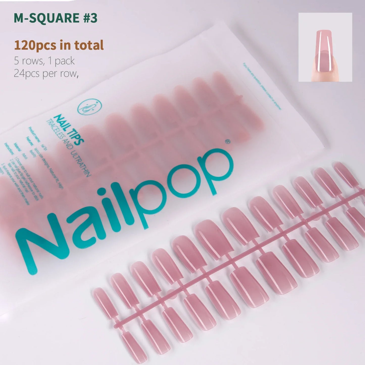 NailPop N64 Artificial Nail Extensions – Nude Soft Gel Coffin, Almond & Square Styles | NailPop Elite