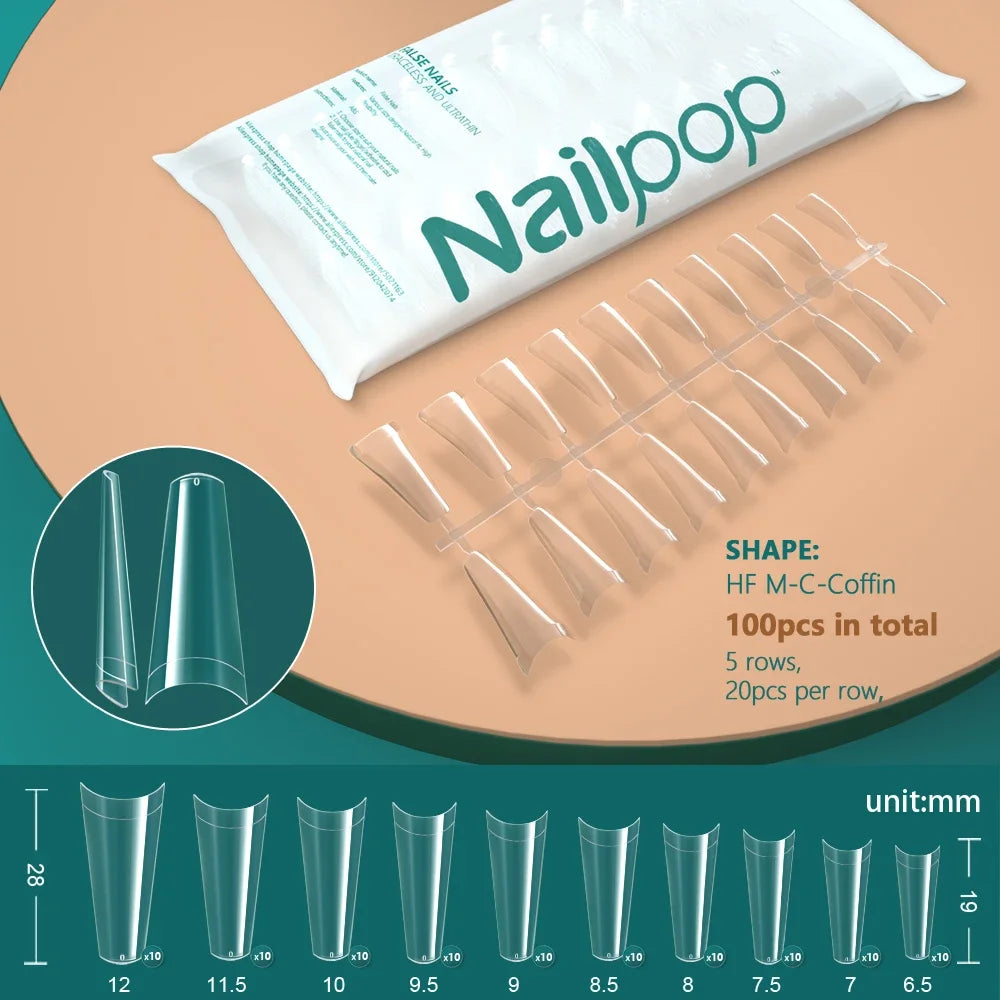 C Curve Nail Tips – Coffin, Stiletto & Square Styles | NailPop Elite