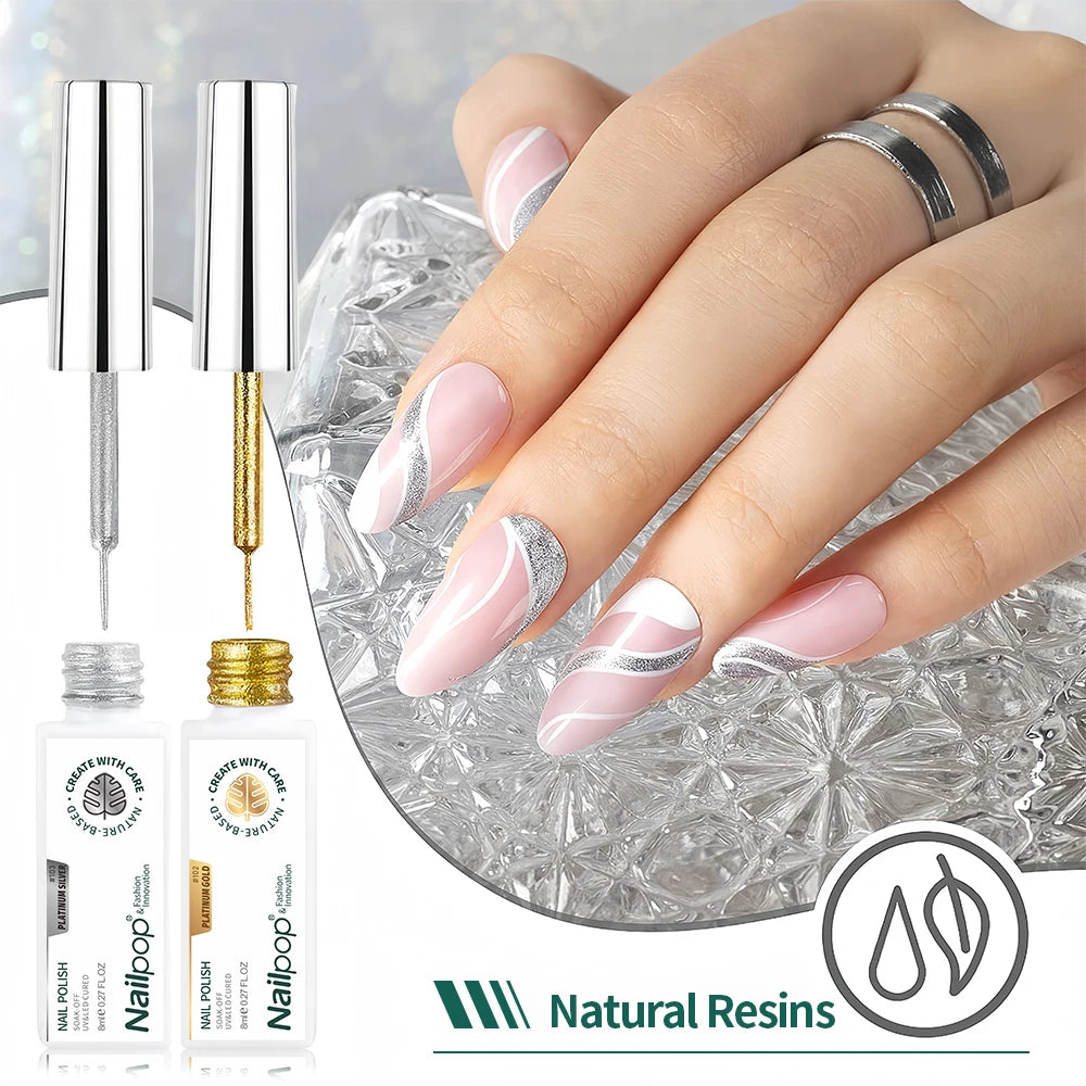 NailPop Nail Art Liner Gel Polish Set – Glitter & Classic Colors | NailPop Elite