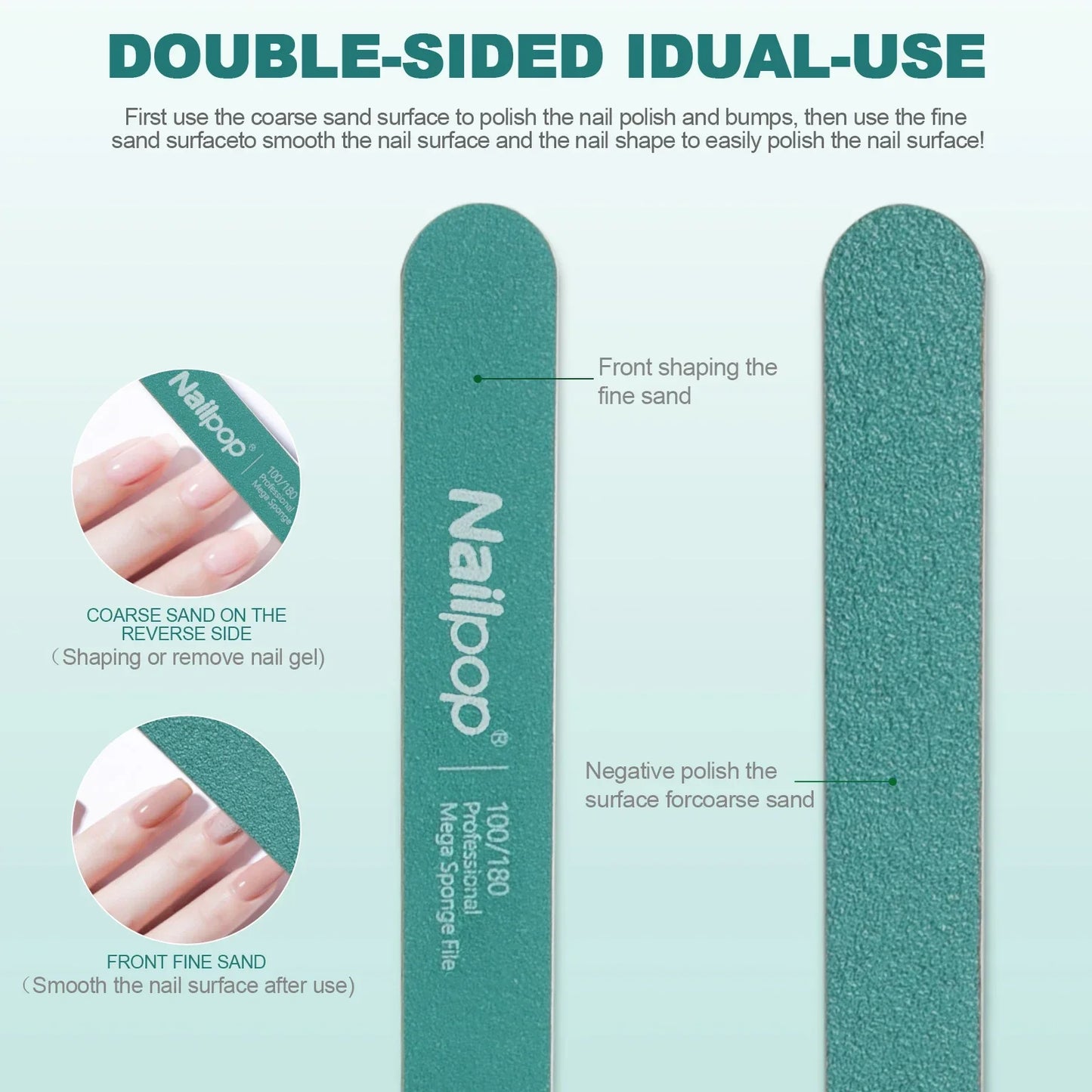 Halfmoon polishing nail buffers for manicure pedicure – NailPop Elite