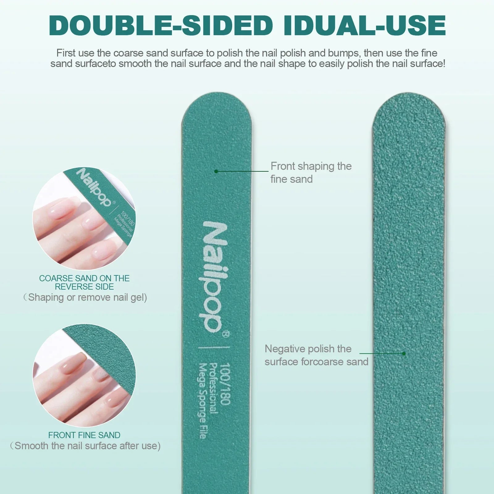 Halfmoon polishing nail buffers for manicure pedicure – NailPop Elite