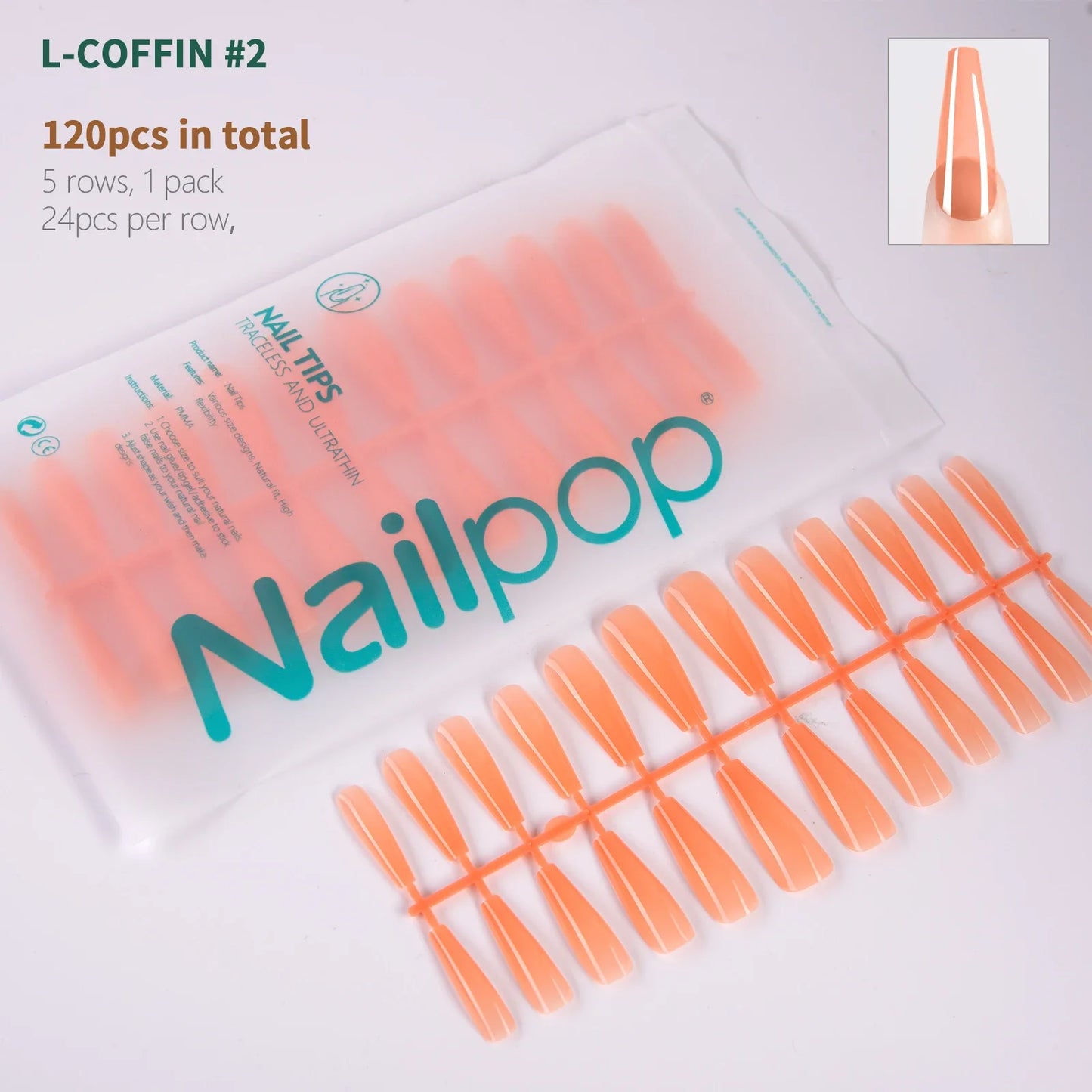 NailPop N64 Artificial Nail Extensions – Nude Soft Gel Coffin, Almond & Square Styles | NailPop Elite