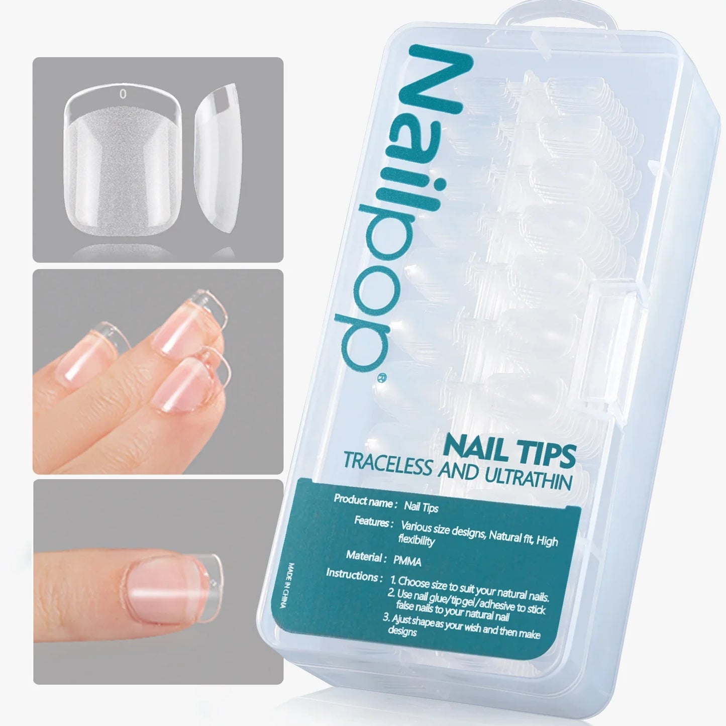 120/600pcs Nail Tips – Extra Short Almond, Coffin & Square Styles | NailPop Elite