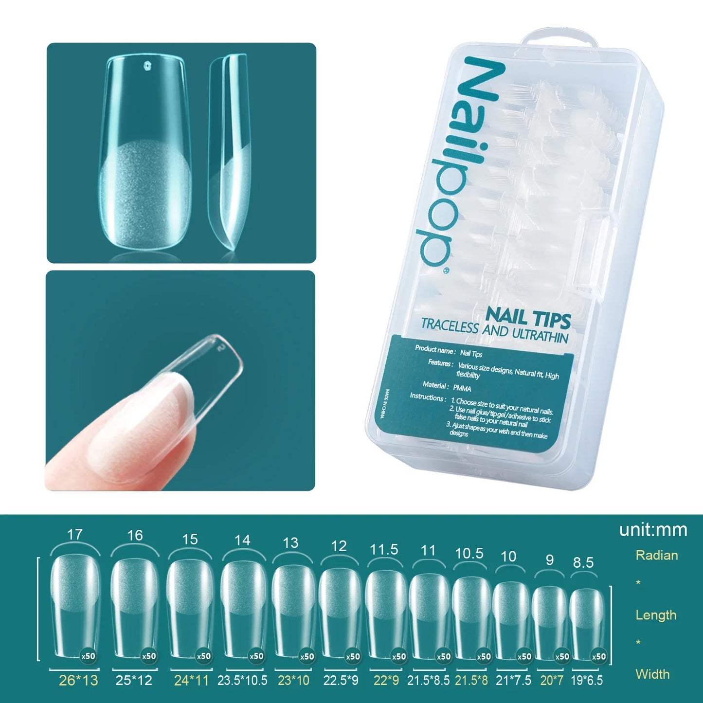 NailPop 600PCS Soft Gel Tips – Short & Medium Length Acrylic Material Artificial Nail Capsules | NailPop Elite