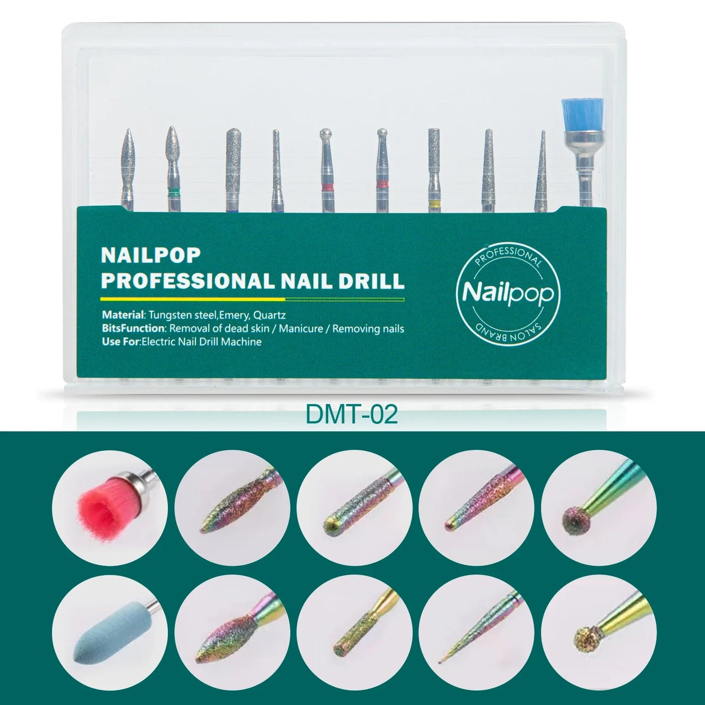NailPop Nail Drill Bits – Electric Drill Manicure Machine Accessories for Gel Removal & Nail Filing