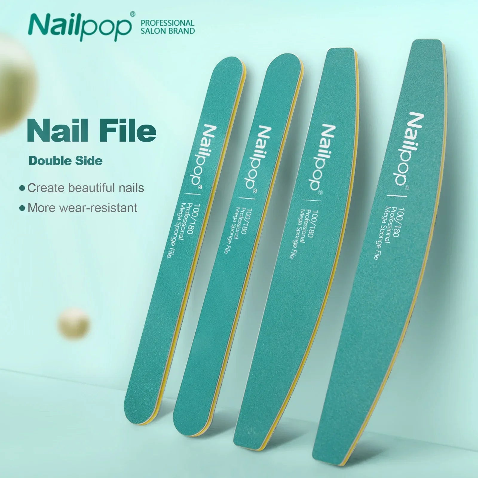 Professional nail files 10pcs 100 180 grit halfmoon buffers – NailPop Elite