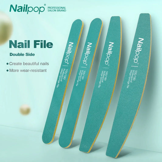 Professional nail files 10pcs 100 180 grit halfmoon buffers – NailPop Elite