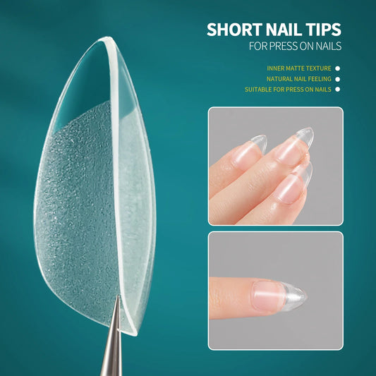 120/600pcs Nail Tips – Extra Short Almond, Coffin & Square Styles | NailPop Elite