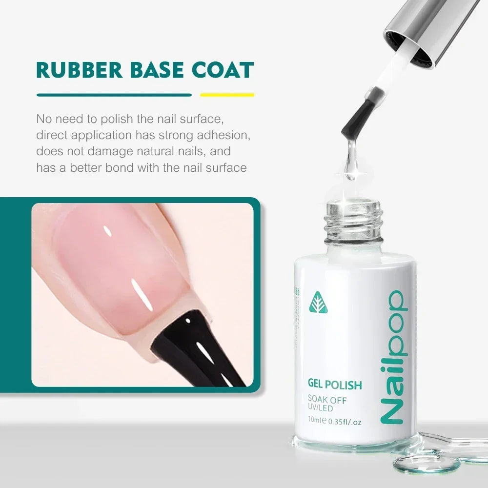 NailPop Rubber Base Gel & Top Coat – 10ml Soak-Off UV/LED Gel | NailPop Elite