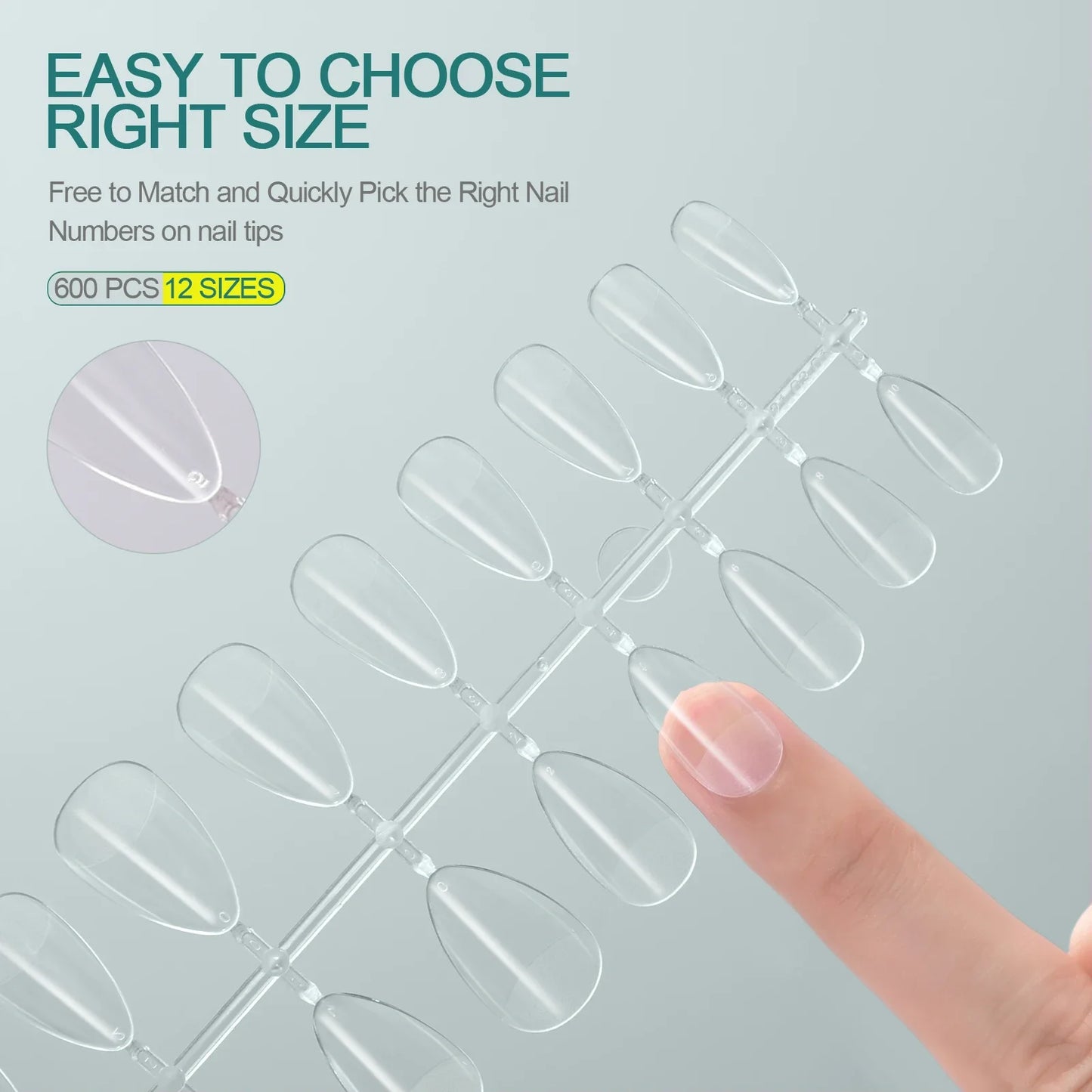 NailPop 600PCS Soft Gel Tips – Short & Medium Length Acrylic Material Artificial Nail Capsules | NailPop Elite