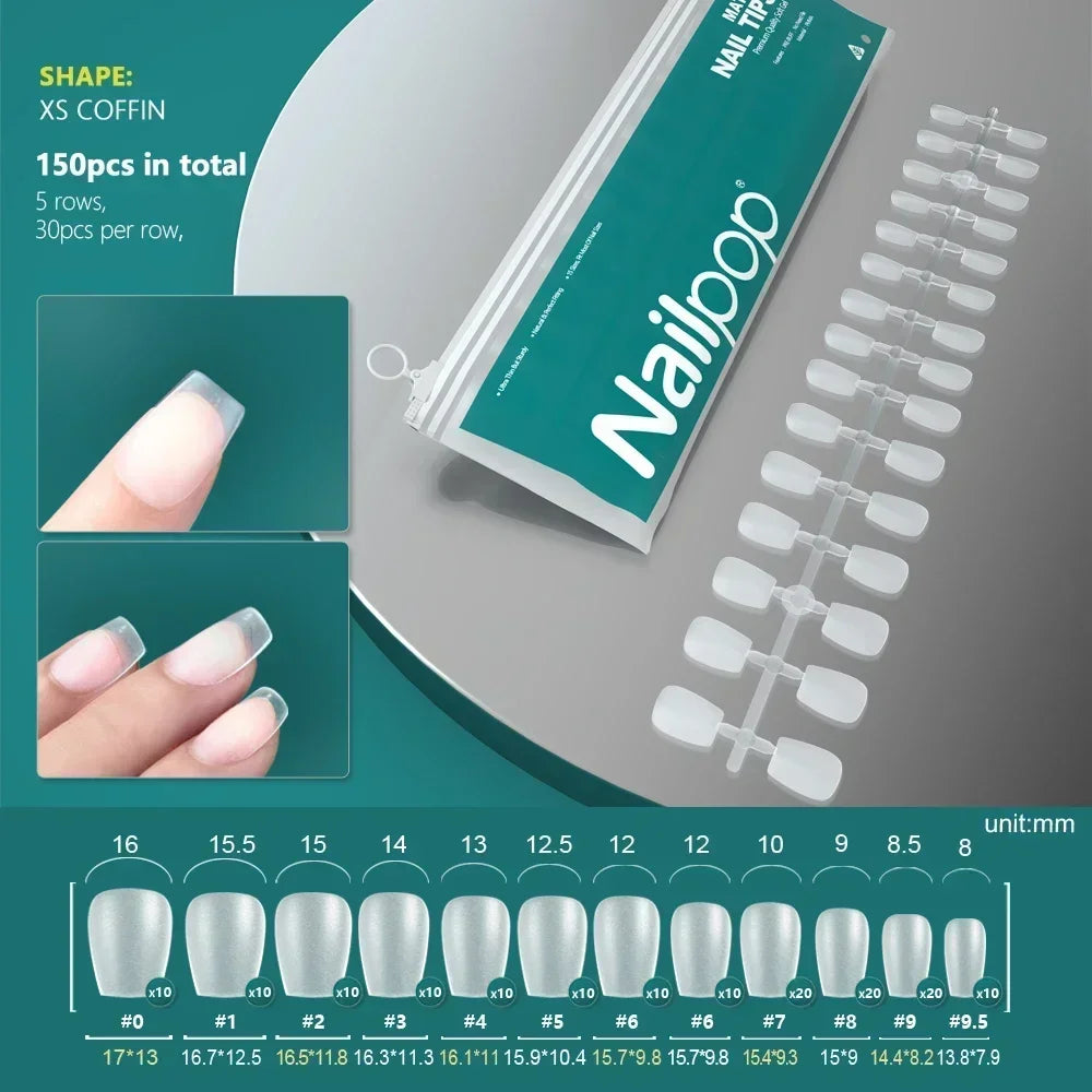 120pcs Full Cover Coffin Soft Gel Nail Tips – Durable & Stylish Extensions | NailPop Elite