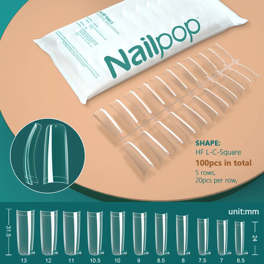 C Curve Nail Tips – Coffin, Stiletto & Square Styles | NailPop Elite