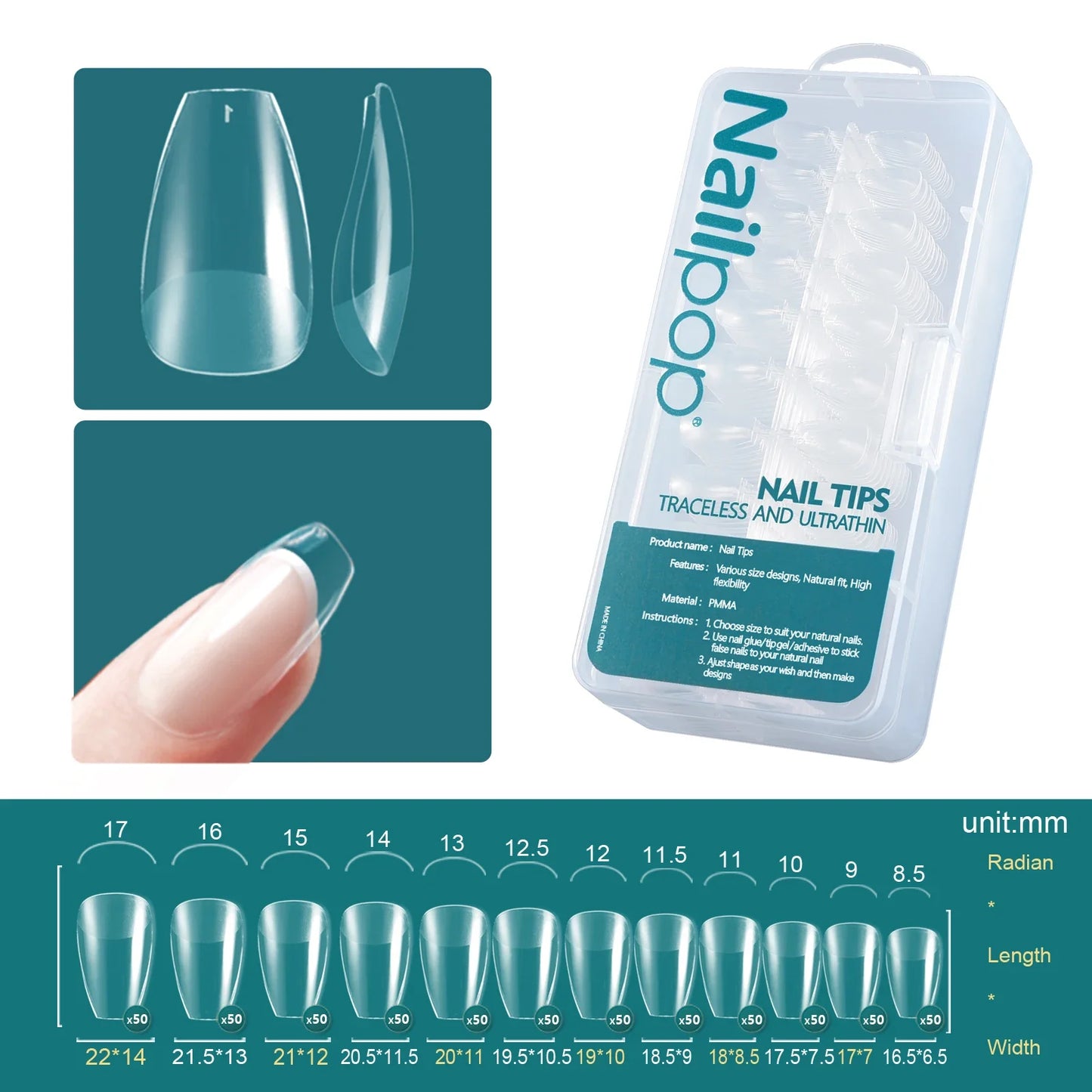 NailPop 600PCS Soft Gel Tips – Short & Medium Length Acrylic Material Artificial Nail Capsules | NailPop Elite