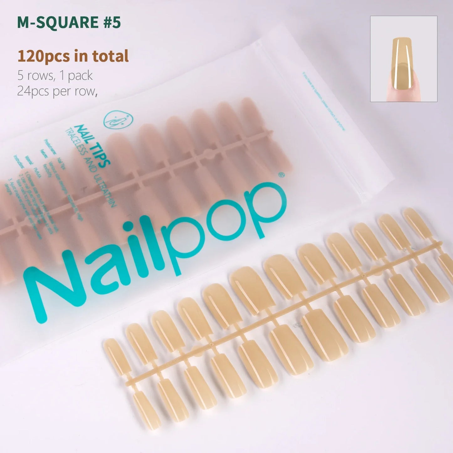 NailPop N64 Artificial Nail Extensions – Nude Soft Gel Coffin, Almond & Square Styles | NailPop Elite