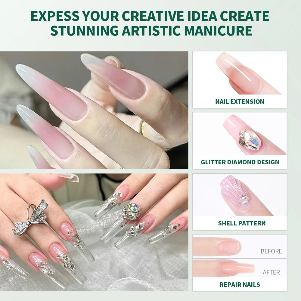 NailPop 3-Color Builder Nail Gel Kit – Clear, Nude, Pink for Nail Extensions | NailPop Elite