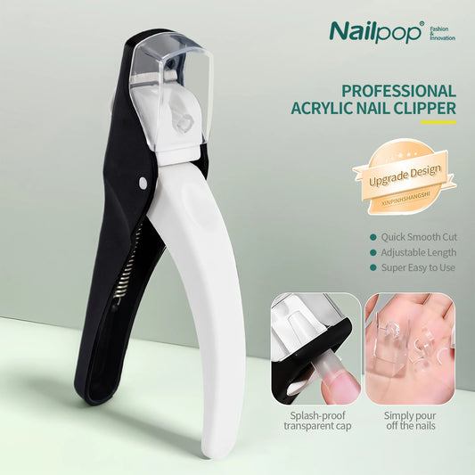 NailPop Nail Clipper U-Shaped Acrylic Fake Nail Scissors – Precise Nail Tip Edge Cutter with Sizer