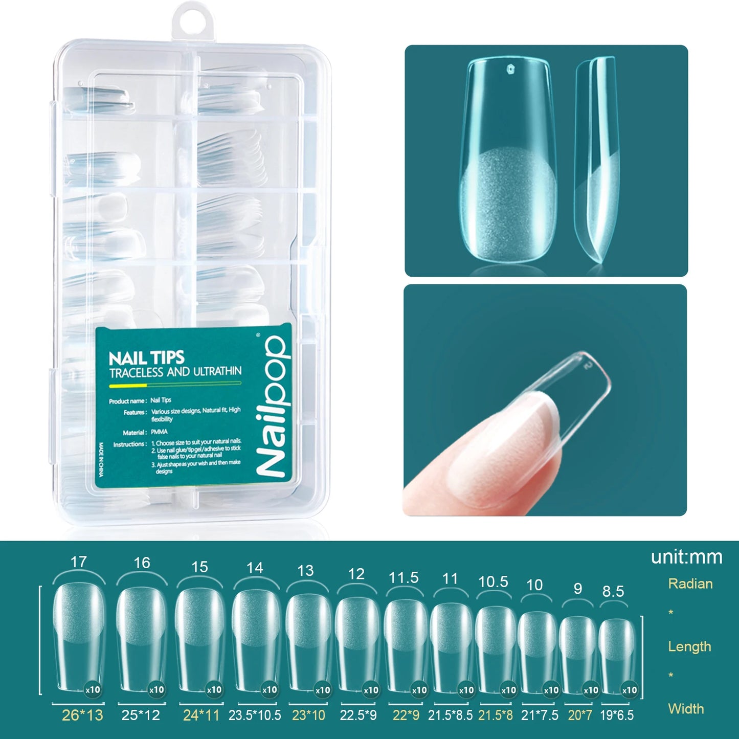 NailPop Soft Gel Tips – Short & Medium Length Acrylic Artificial Nail Capsules | NailPop Elite