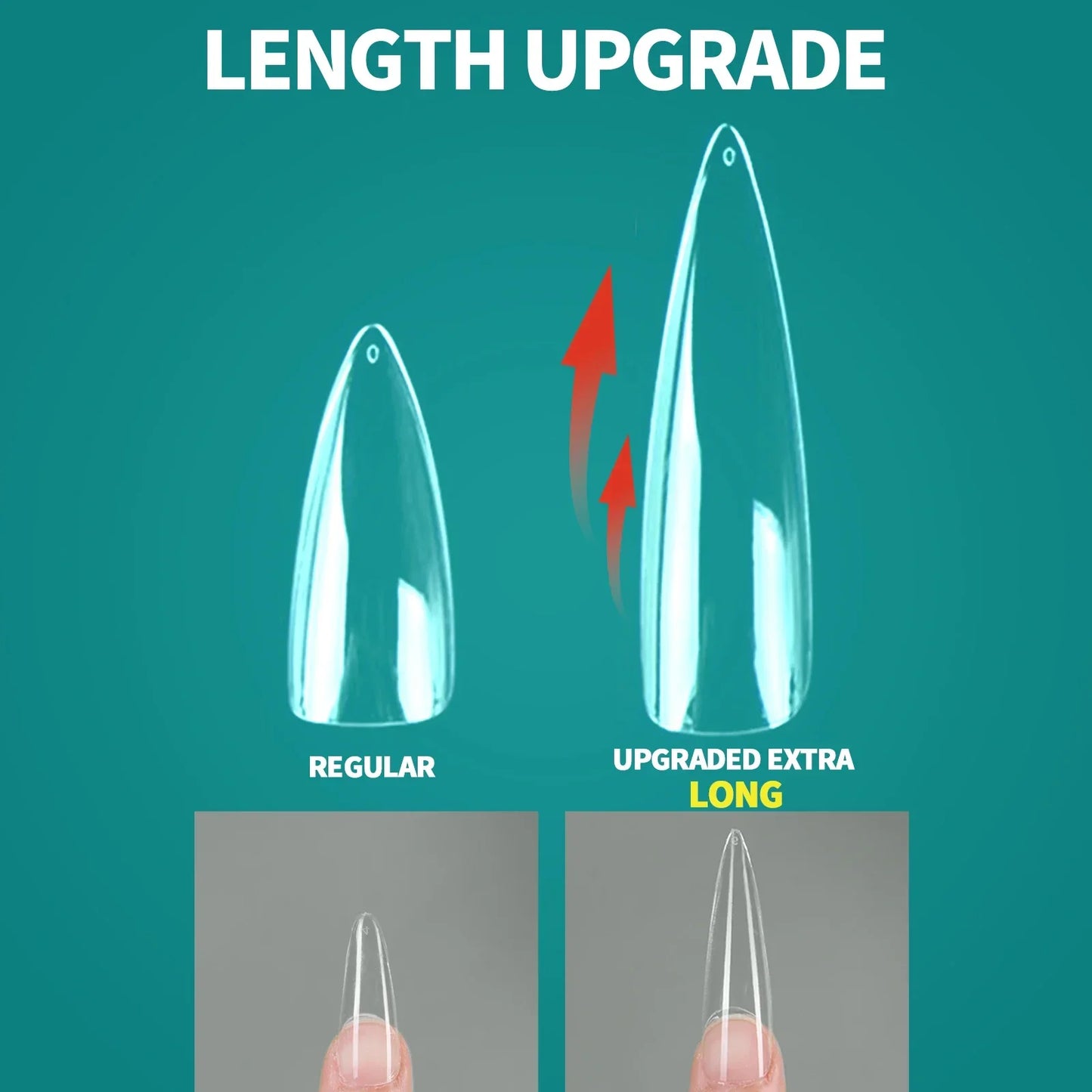 Extra long acrylic nail tips XXL coffin shape clear – NailPop Elite