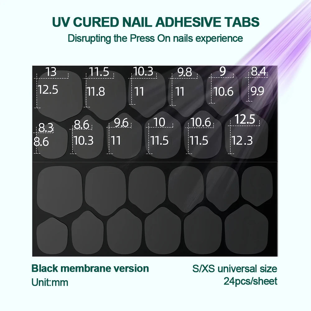 NailPop UV Cured Nail Adhesive Tabs – Super Sticky & Breathable Double-Sided Jelly Glue for Fake Nails | 240PCS, 10 Sheets