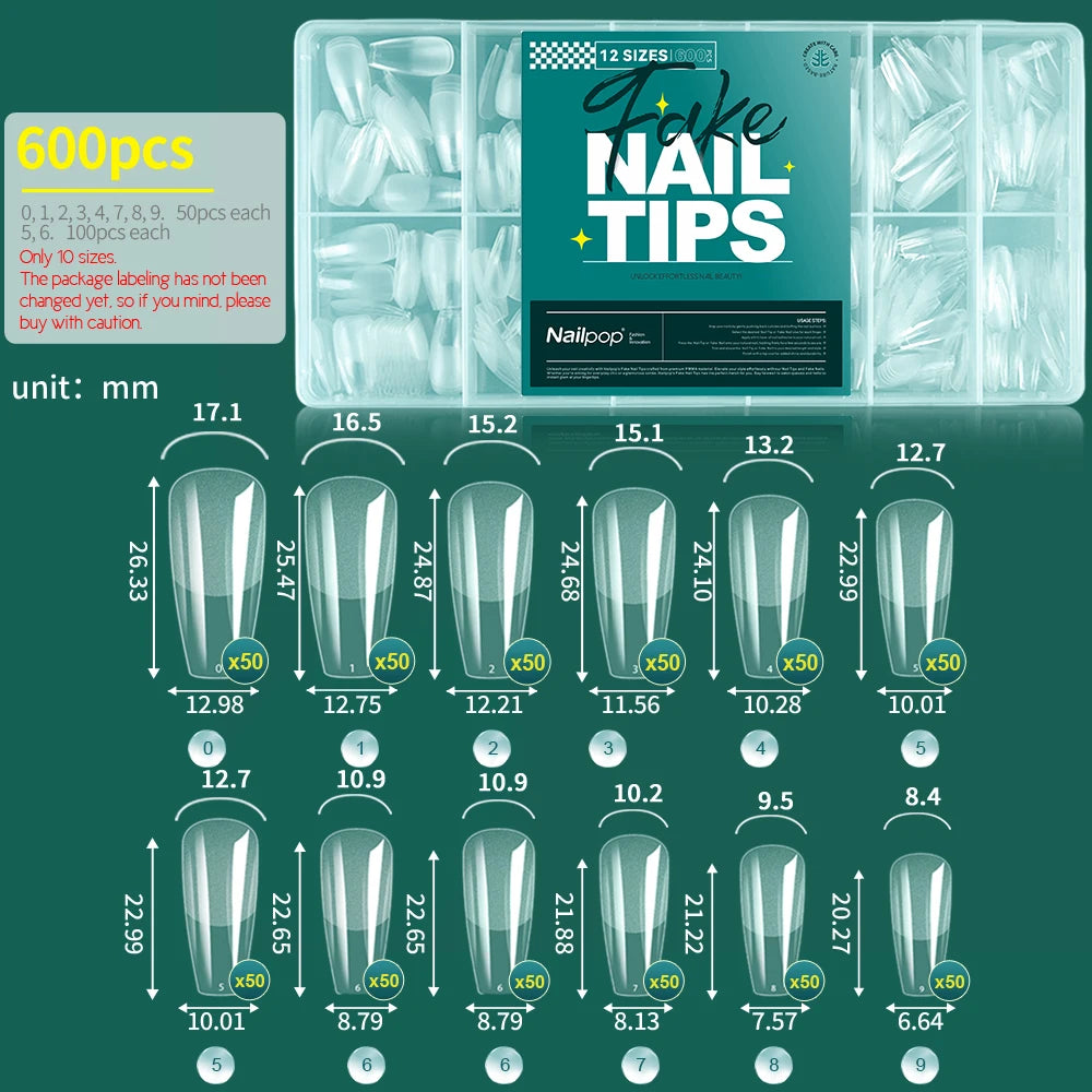 NailPop Short Nail Tips – 600PCS Half Cover Extra Short Square Soft Gel Pre-Shaped Clear False Nails | NailPop Elite