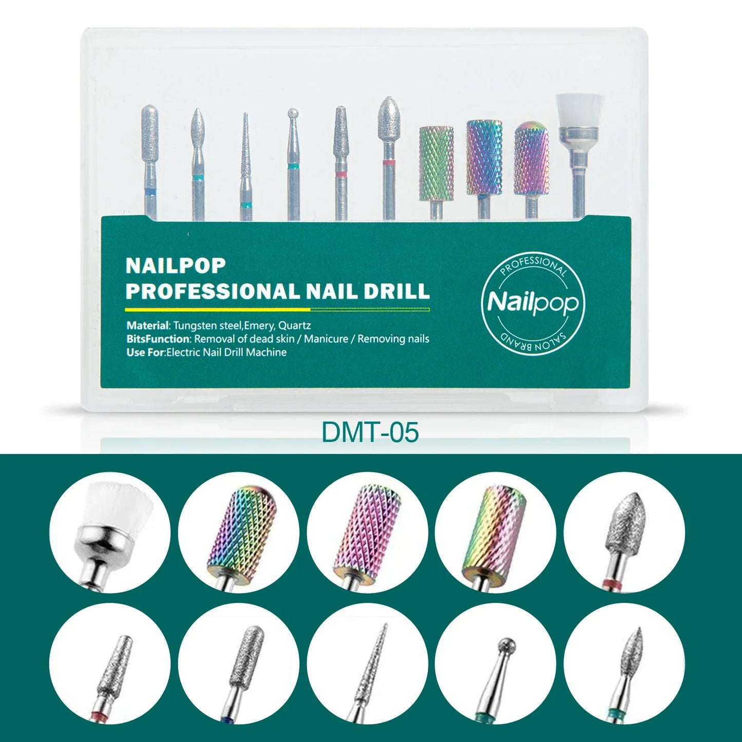 NailPop Nail Drill Bits – Electric Drill Manicure Machine Accessories for Gel Removal & Nail Filing
