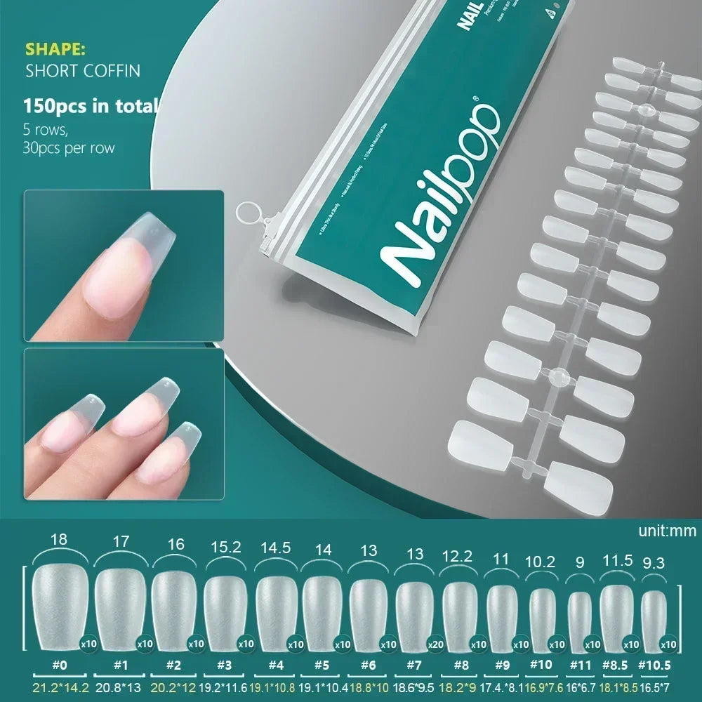 120pcs Full Cover Coffin Soft Gel Nail Tips – Durable & Stylish Extensions | NailPop Elite