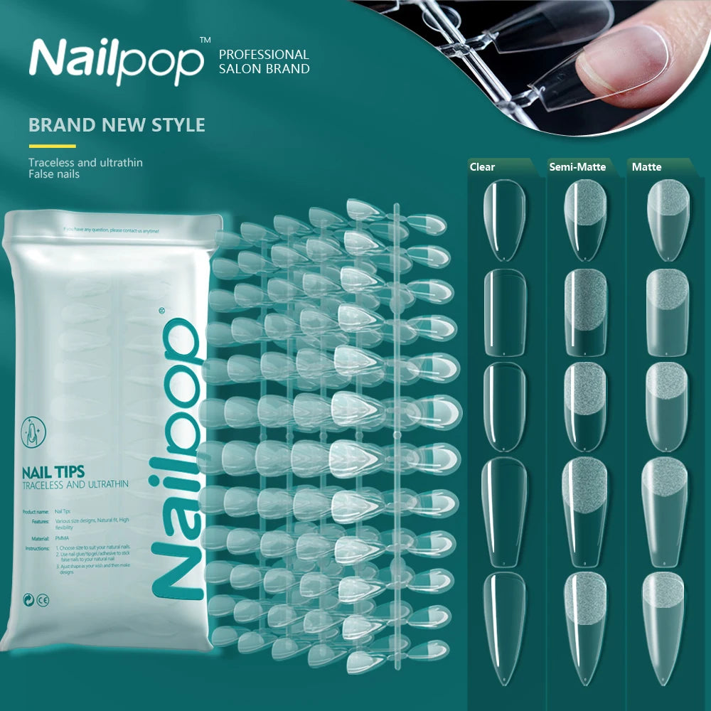 120pcs Full Cover Coffin Soft Gel Nail Tips – Durable & Stylish Extensions | NailPop Elite