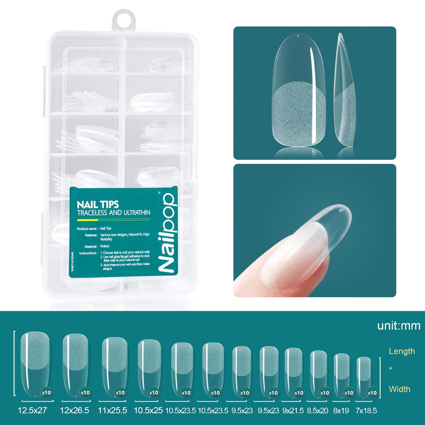 NailPop Soft Gel Tips – Short & Medium Length Acrylic Artificial Nail Capsules | NailPop Elite