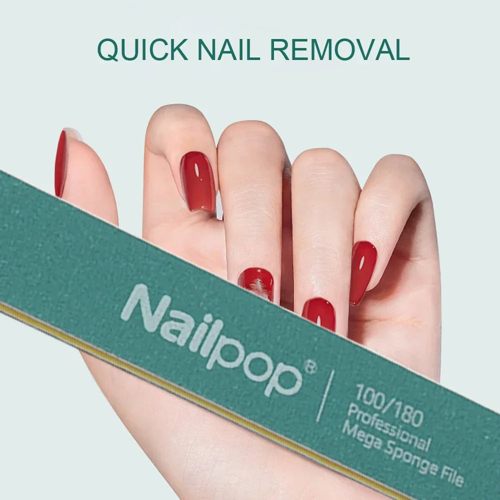 NailPop 10PCS Professional Nail Files 100/180 Grit Halfmoon Polishing Buffers for Manicure & Pedicure | DIY Nail Care Set