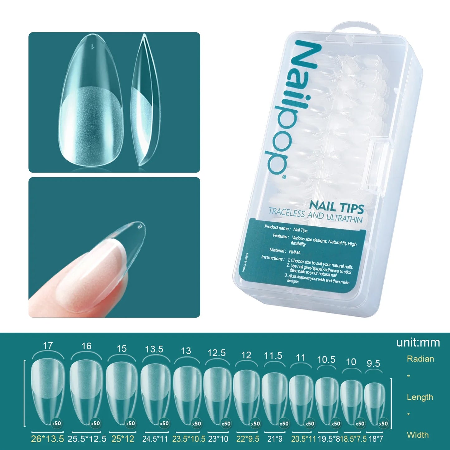 NailPop 600PCS Soft Gel Tips – Short & Medium Length Acrylic Material Artificial Nail Capsules | NailPop Elite