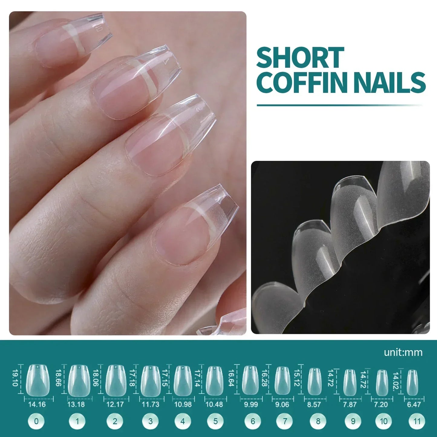 120pcs Full Cover Coffin Soft Gel Nail Tips – Durable & Stylish Extensions | NailPop Elite