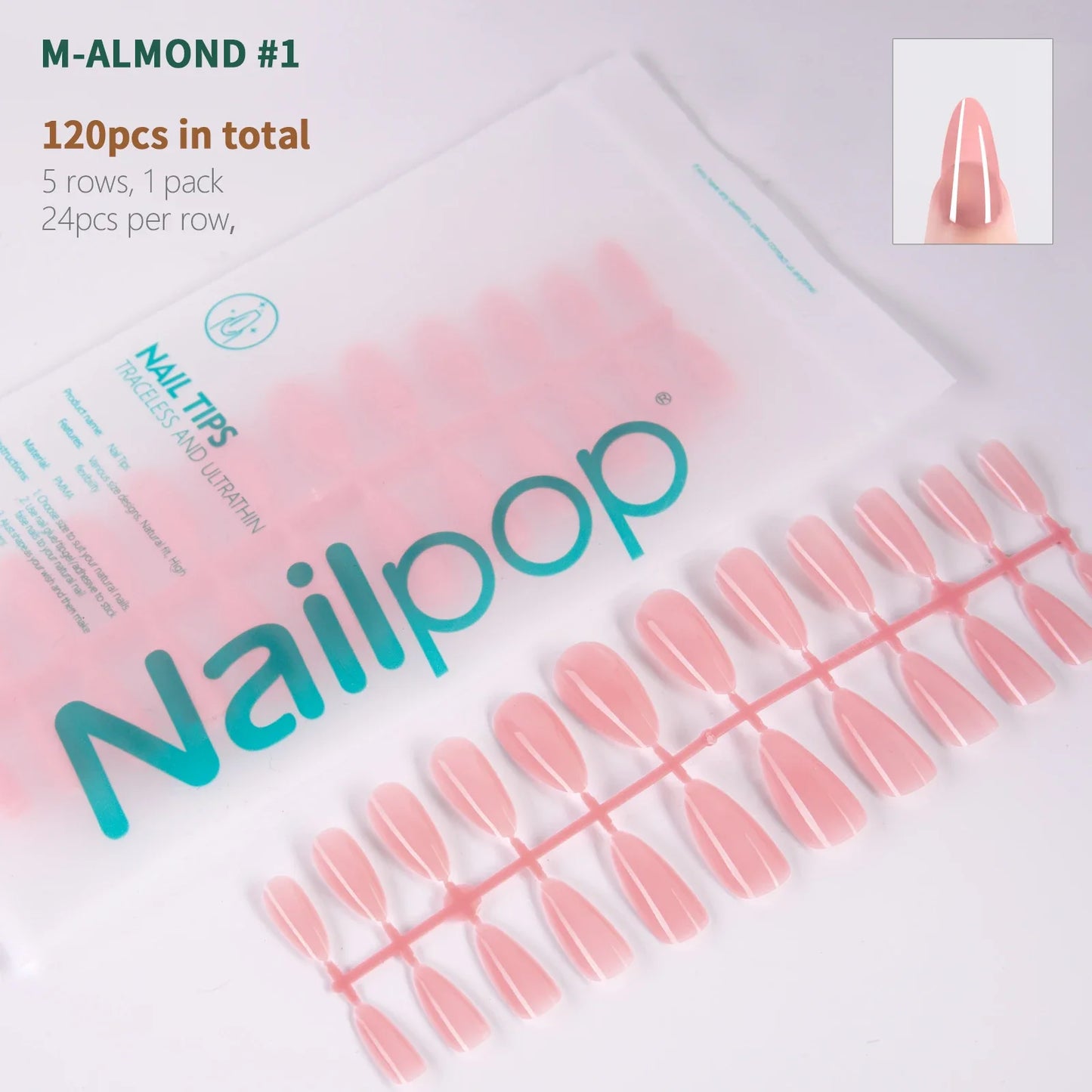 NailPop N64 Artificial Nail Extensions – Nude Soft Gel Coffin, Almond & Square Styles | NailPop Elite