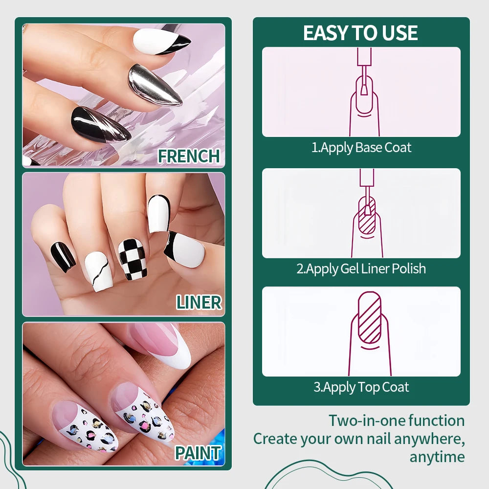 Reflective nail liner gel gold silver black white – NailPop Elite