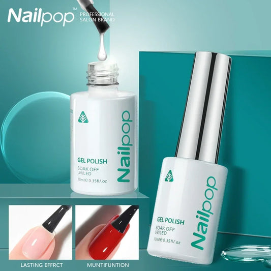 NailPop Rubber Base Gel & Top Coat – 10ml Soak-Off UV/LED Gel | NailPop Elite