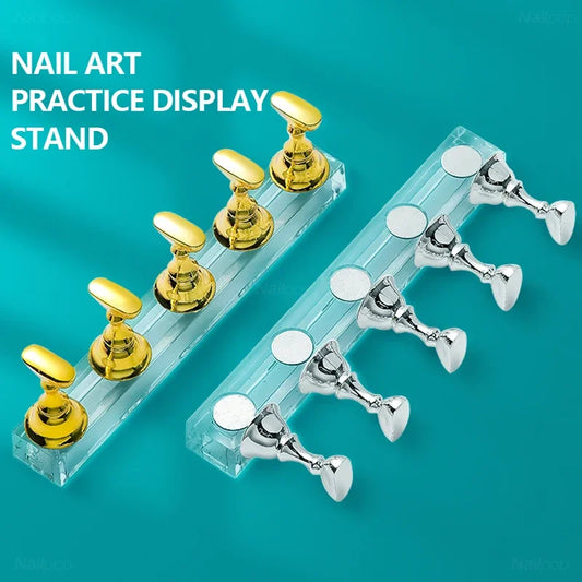 NailPop 5PCS False Nail Tips Practice Display Stand Set – Magnetic Chess Board for Gel & Polish Color Display