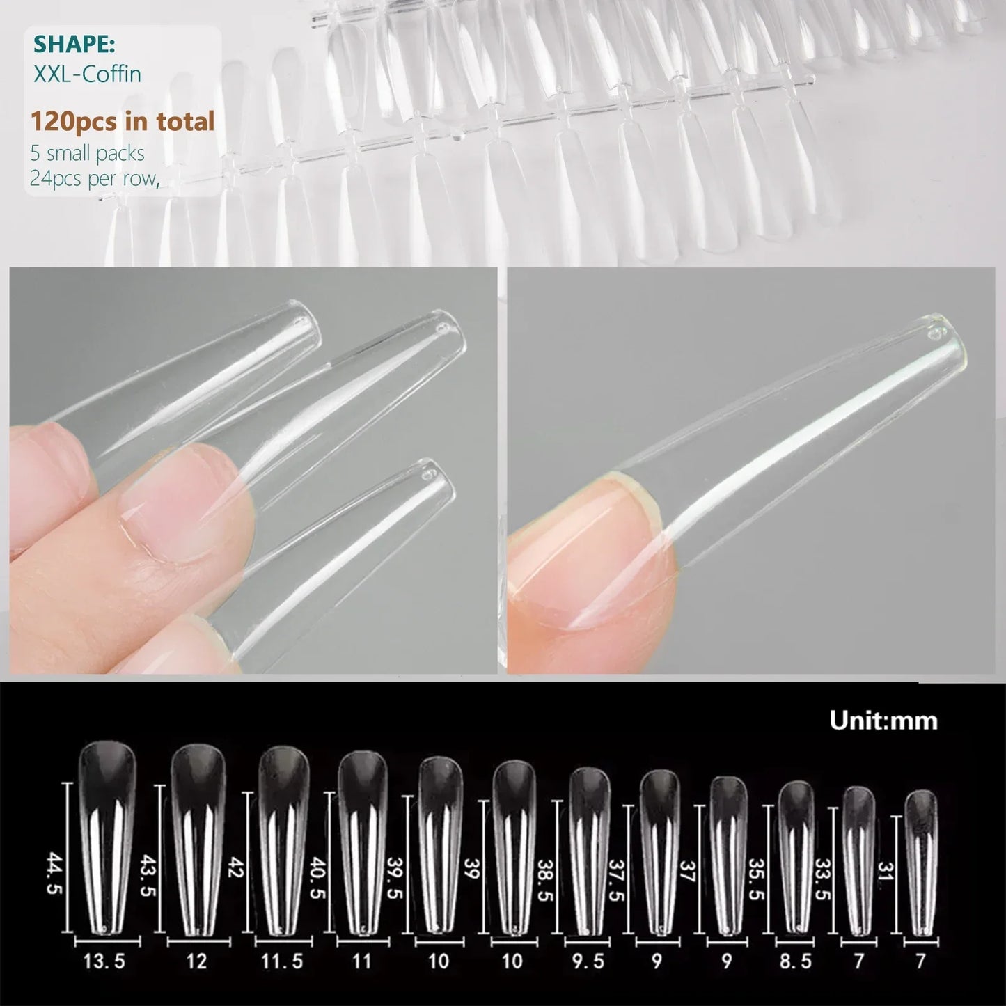 XXL Coffin Nail Tips – Extra Long Full Cover for Extensions | NailPop Elite